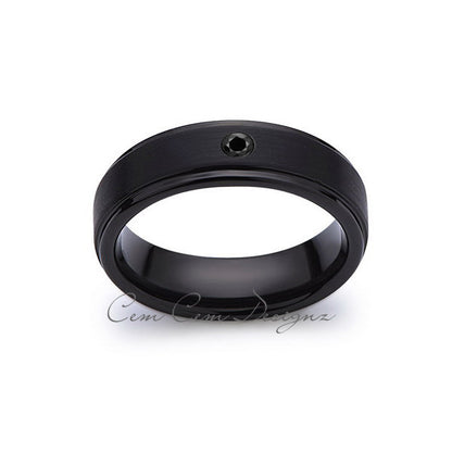 6mm,Black Diamond,Black Gun Metal Brushed,Tungsten Rings,Mens Wedding Band,Matching,Comfort Fit - LUXURY BANDS LA