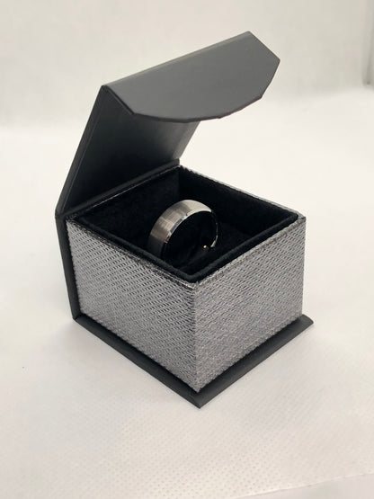 Mens Tungsten Wedding Band - Rose Gold - Gray Brushed Tungsten Ring - Mens - Engagement Band - Comfort Fit