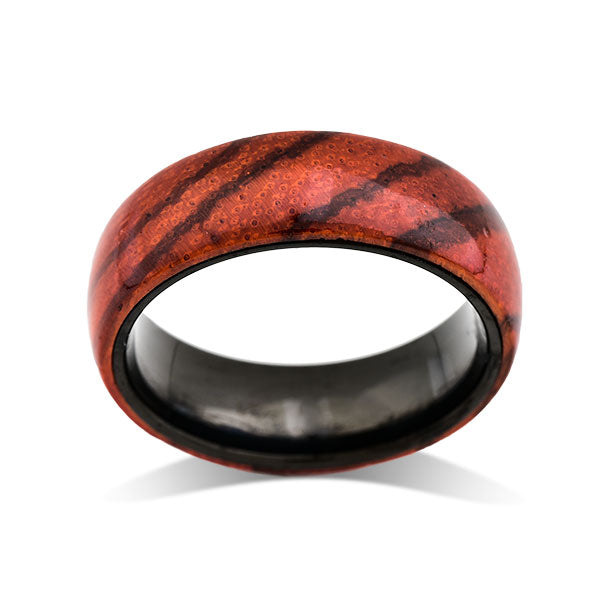 Whiskey Barrel Ring - Mens Black Tungsten Ring - Whiskey Wood Wedding Band - Bourbon Barrel Ring - LUXURY BANDS LA