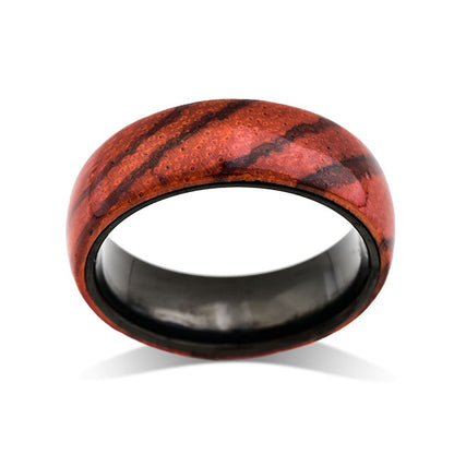 Whiskey Barrel Ring - Mens Black Tungsten Ring - Whiskey Wood Wedding Band - Bourbon Barrel Ring - LUXURY BANDS LA