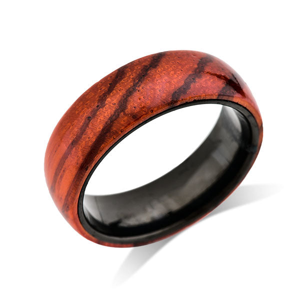 Whiskey Barrel Ring - Mens Black Tungsten Ring - Whiskey Wood Wedding Band - Bourbon Barrel Ring - LUXURY BANDS LA