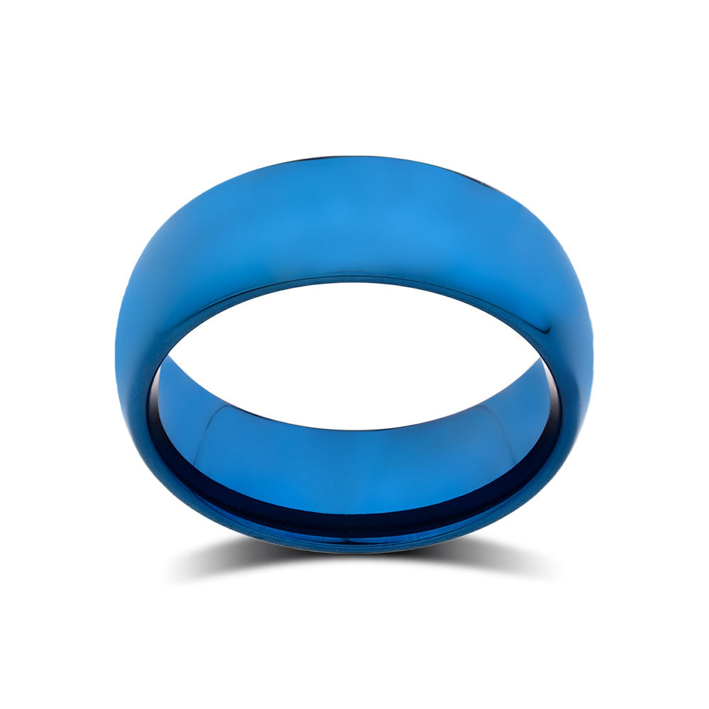 Blue Tungsten Wedding Ring - 8mm - Mens Ring - Tungsten Carbide - Engagement Band - LUXURY BANDS LA