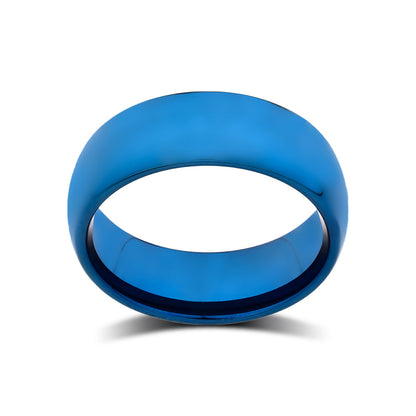 Blue Tungsten Wedding Ring - 8mm - Mens Ring - Tungsten Carbide - Engagement Band - LUXURY BANDS LA