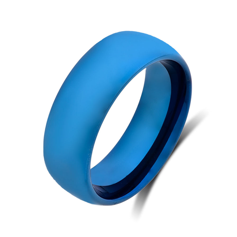 Blue Tungsten Wedding Ring - 8mm - Mens Ring - Tungsten Carbide - Engagement Band - LUXURY BANDS LA