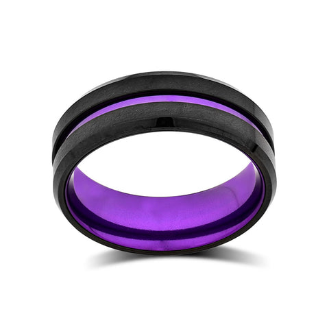 Mens Purple Wedding Band - Purple Tungsten Ring - 8mm - Unique Purple Engagement Band