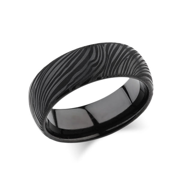 Black Tungsten Wedding Band - Unique Brushed Black Ring - 8MM - Unisex  - Dome - Tungsten Carbide- Engagement Band - Comfort Fit - LUXURY BANDS LA