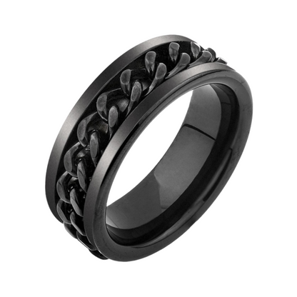 Mens Black Miami Cuban Chain Ring
