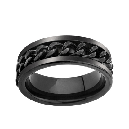 Mens Black Miami Cuban Chain Ring