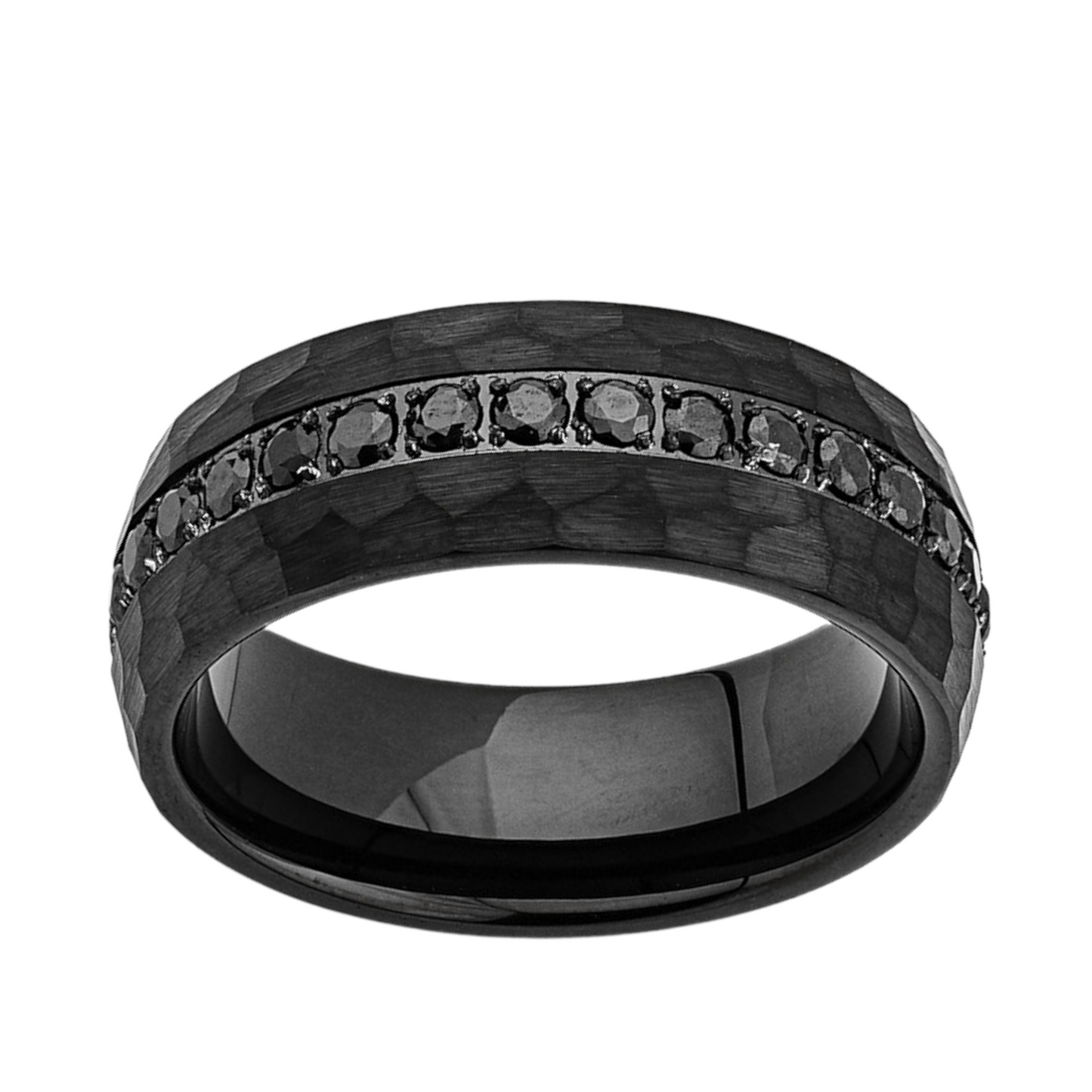 Black Diamond Mens Ring - Diamond Mens Tungsten Band - 8MM - Unique Ring - LUXURY BANDS LA
