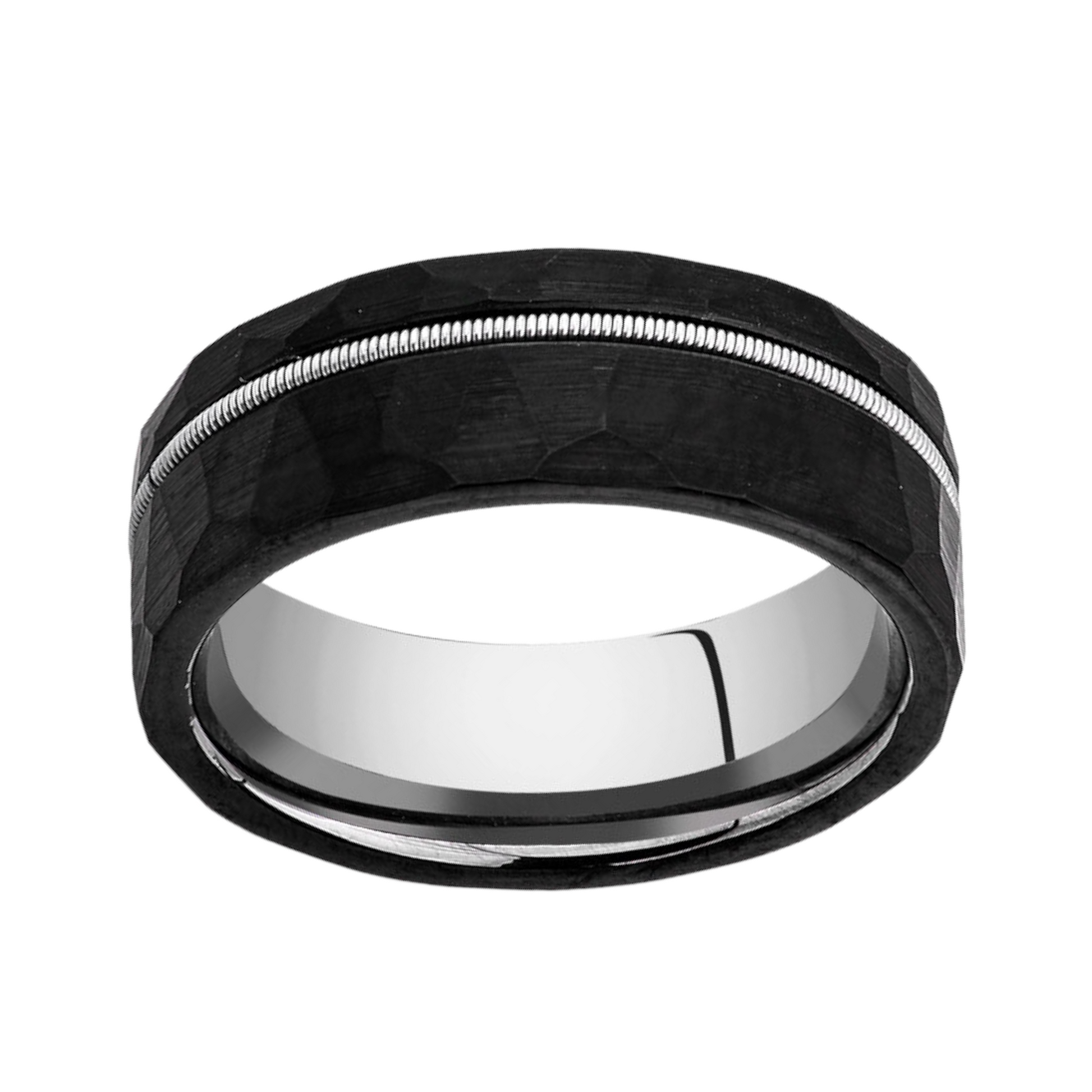 Silver Guitar String Rocker Tungsten Ring