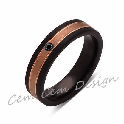 6mm,Unique,Black Diamond,Brushed Rose Gold, Black Brushed,Tungsten Ring,Mens Wedding Band,Comfort Fit - LUXURY BANDS LA